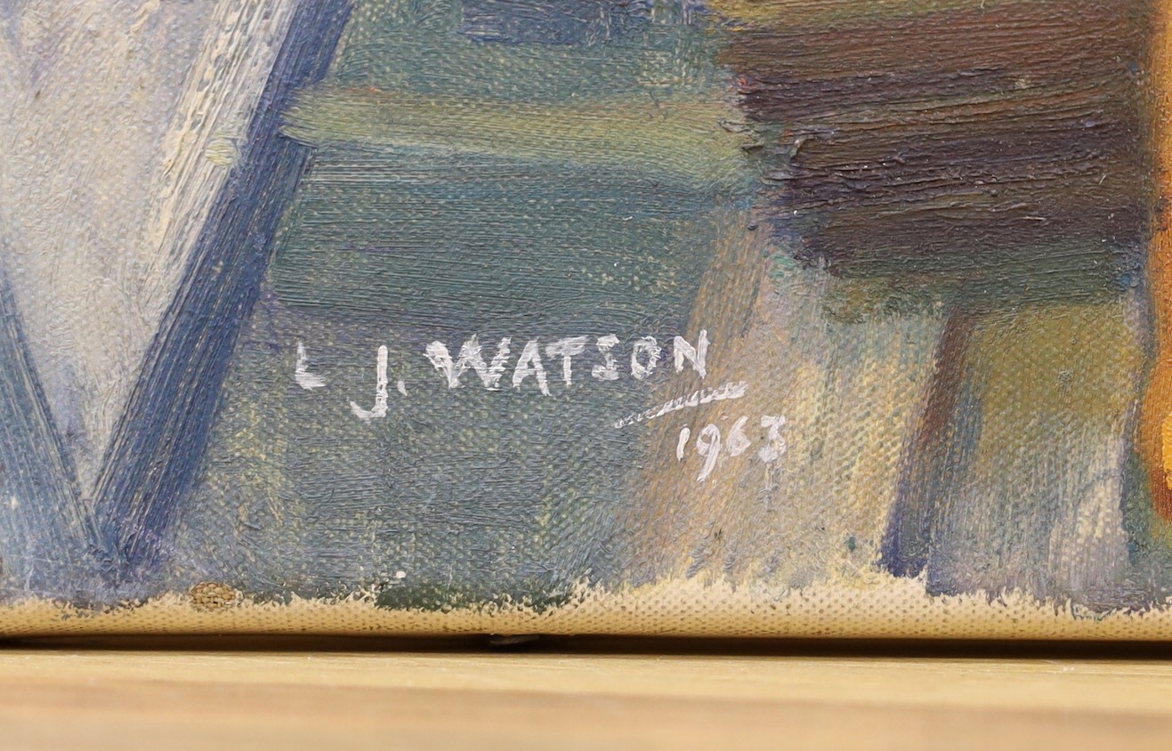 Leslie Joseph Watson (b.1906), Deck of a merchant ship, signed and dated 1963, 60 x 51cm, unframed
